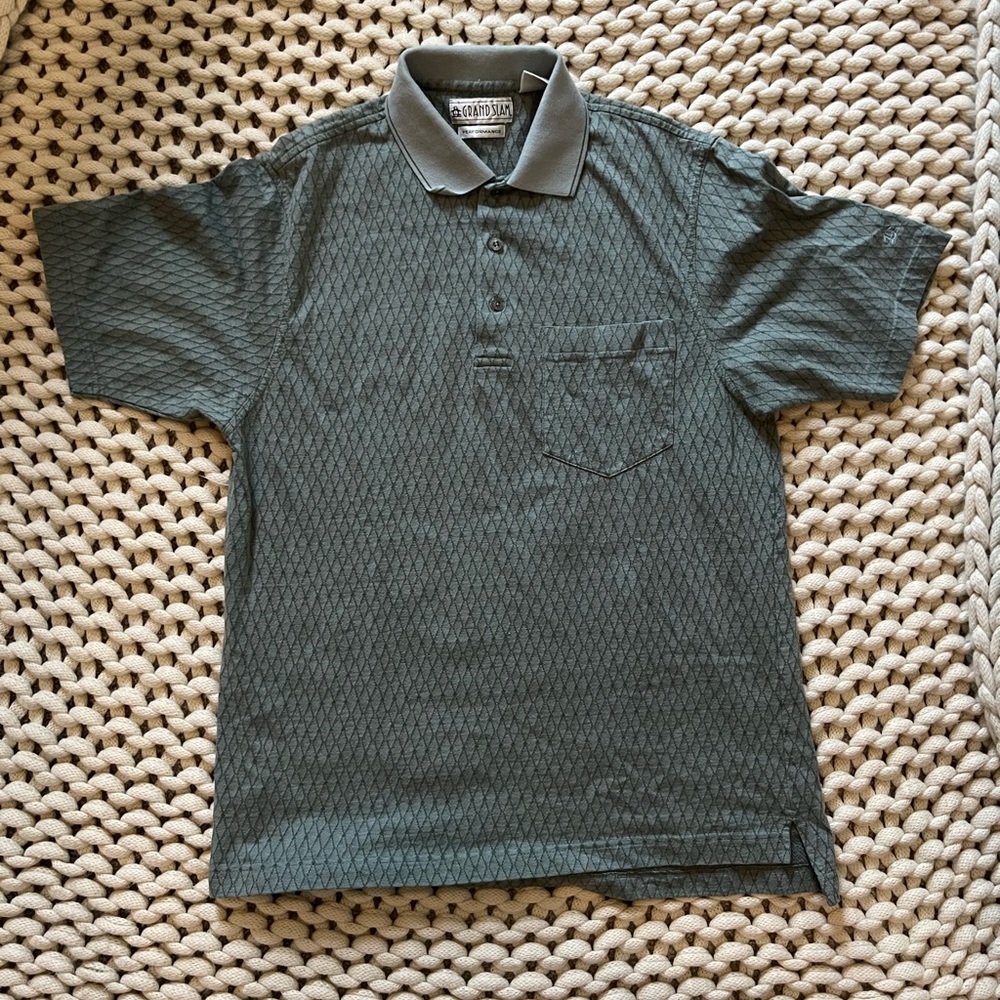 Men’s Grand Slam Performance medium sage green golf polo shirt